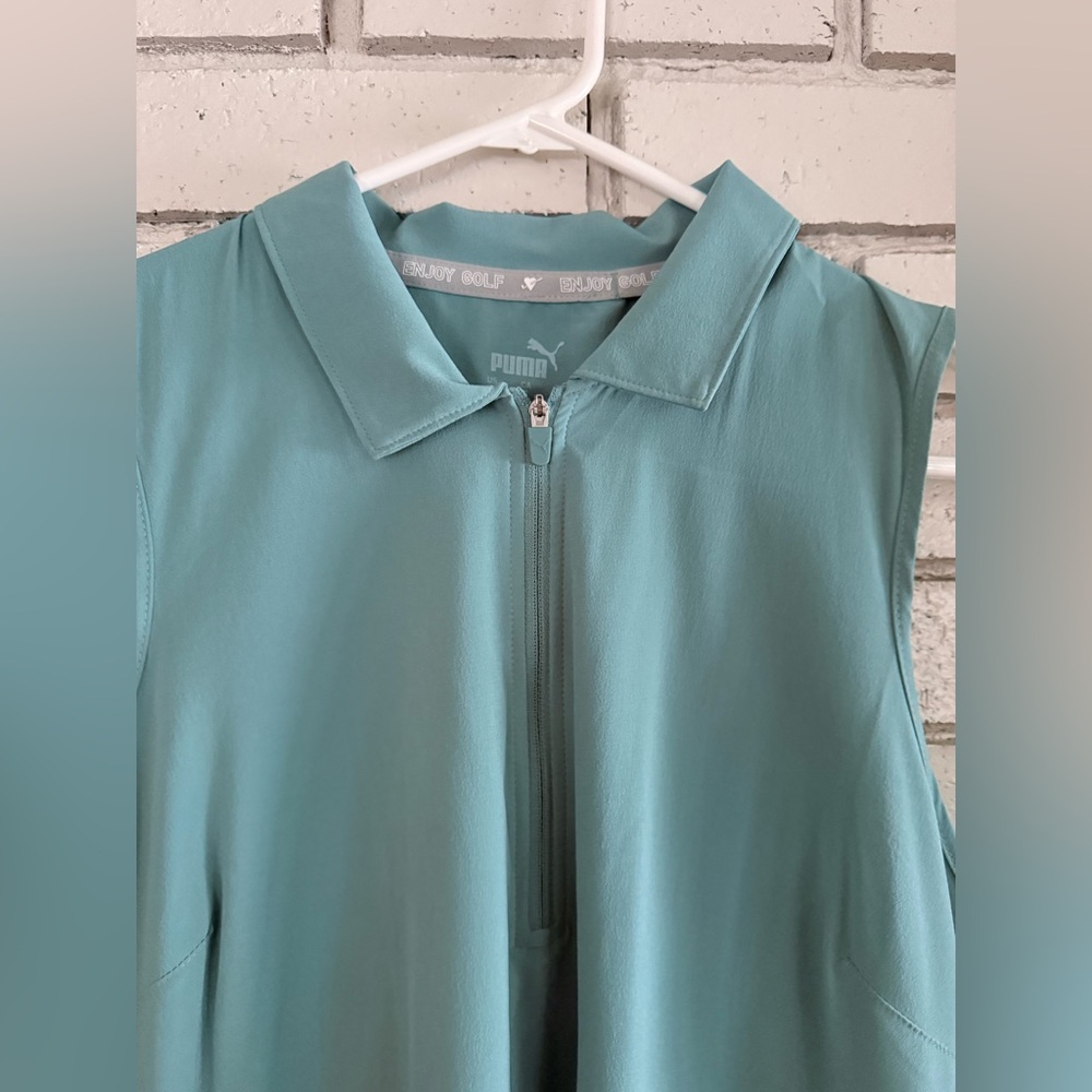 PUMA Golf Dress Women’s Sleeveless Quarter Zip Athletic Performance Teal Active - Picture 3 of 11